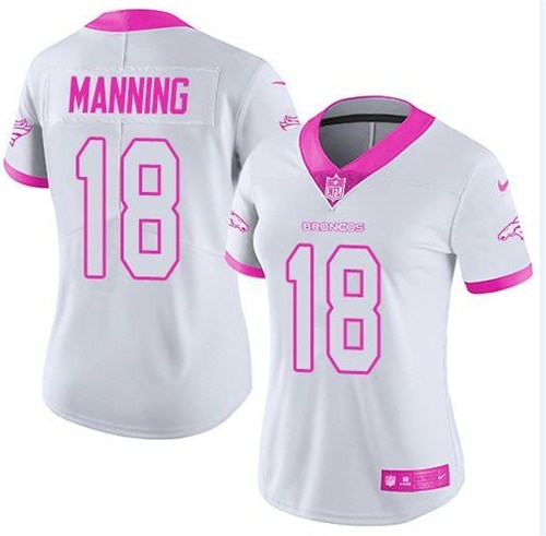 Women's Denver Broncos #18 Peyton Manning White Limited Stitched NFL Jersey(Run Small)